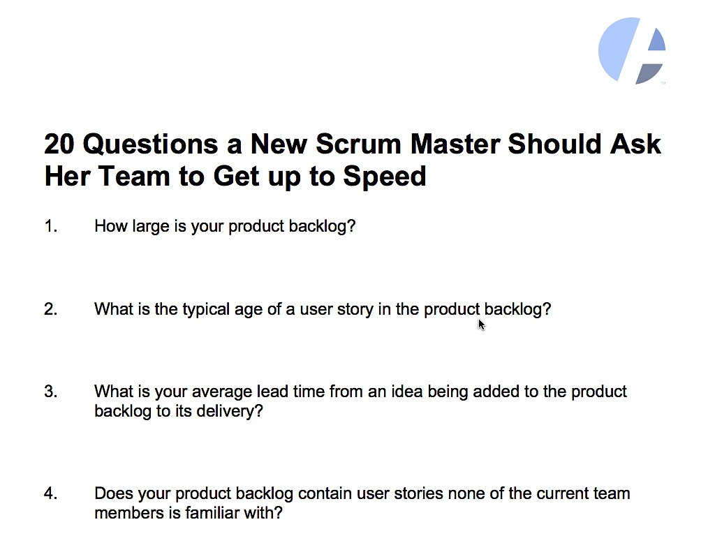 20 Questions a New Scrum Master Should Ask Her Team to Get up to Speed