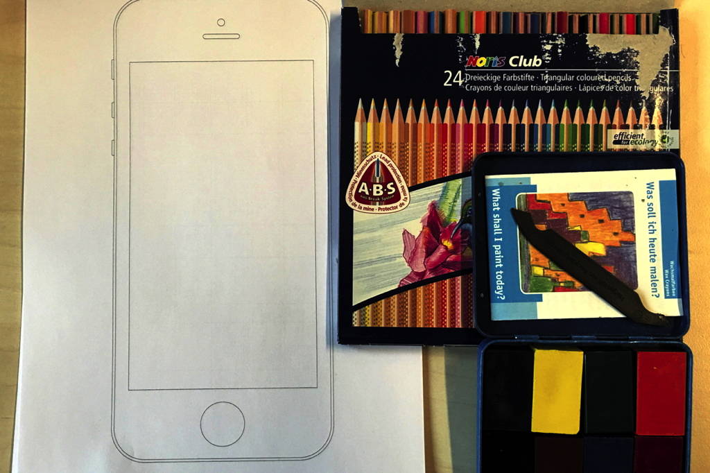 Age of Product: App prototyping with beginners tools: pencils, iPhone stencil, wax crayon