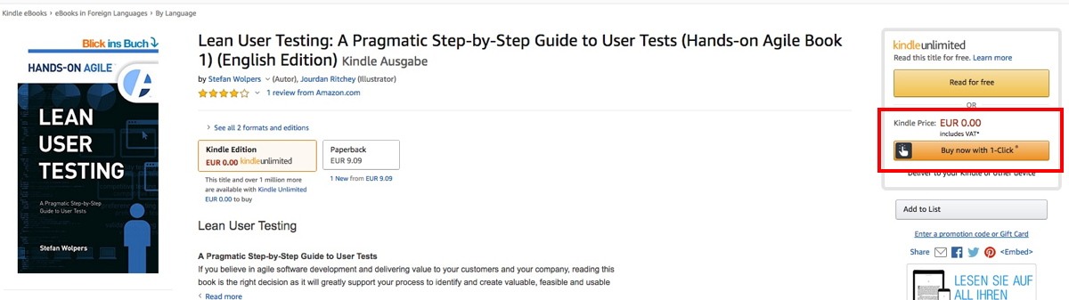 Free Download of ‘Lean User Testing’ as a Kindle Ebook