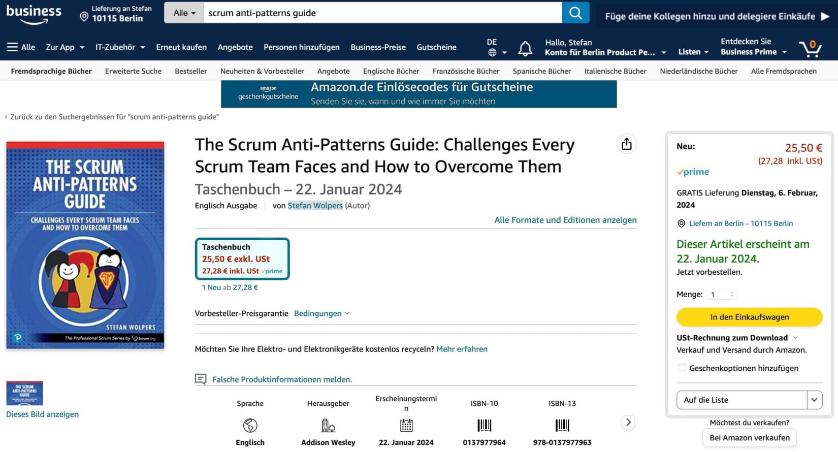 Preorder the Scrum Anti-Patterns Guide on Amazon.de