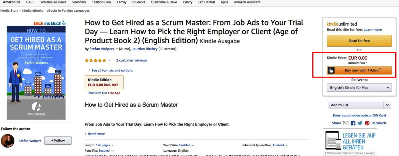 Free Download of ‘ How to Get Hired as a Scrum Master’ as a Kindle Ebook